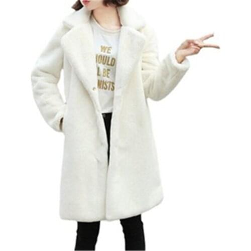 New Winter Womens Faux Fur Coats Imitation Mink Velvet Female Overcoats Casual Loose Lady Clothes Outerwear Trendy Woman Mujer
