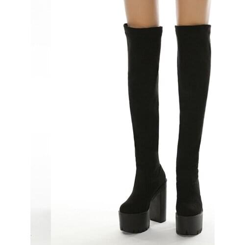 New Arrival Womens Boots Knee High Platform Pumps Sexy Shoes Woman Size 40 41 42 qq039