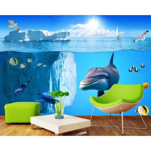 Beibehang wallpaper for walls in rolls behang Childrens room wallpaper simple ocean dolphin home indoor TV background wallpaper