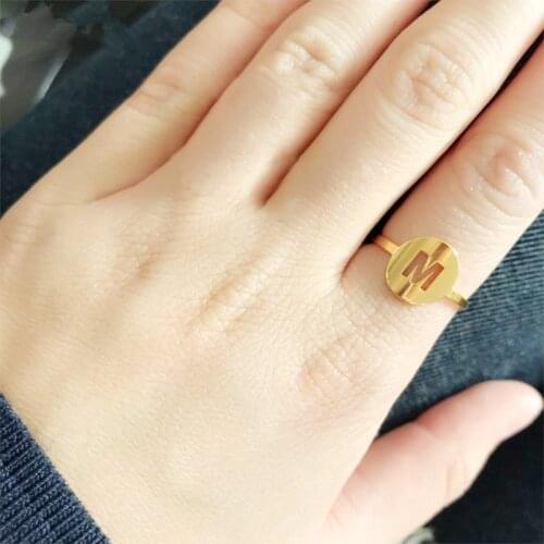 Personalized Jewelry Openwork Letter Rings For Women Simple Wedding Custom Name Stainless Steel Ring Bague Femme Party Gifts BFF