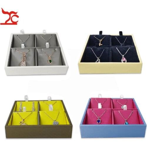 Portable Red PU Necklace Jewelry Display Tray Fashion Color Pendant Earring Stud Jewelry Display Accessorie Box Flat Tray 1PC