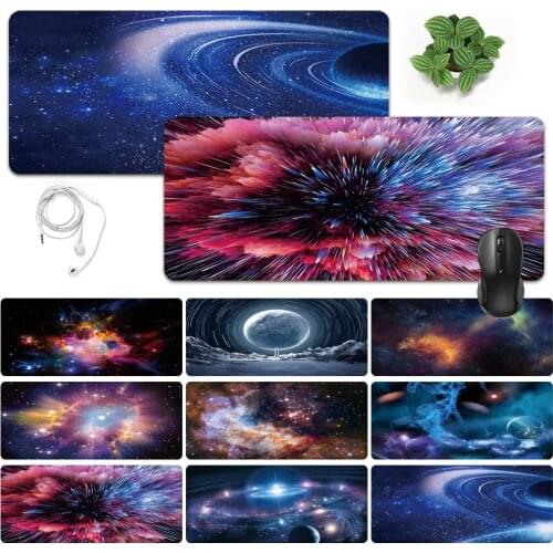 Anti-slip Waterproof PU Leather Computer Mouse-pad Smooth Game Laptop Mouse Pad Space Pattern Large Mouse Mat