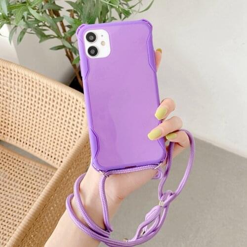 Shockproof Neck Lanyard Strap Phone Case For iPhone X XR Xs Max SE 2020 TPU Silicone Cover for iPhone 12 11 Pro Max 7 8 Plus