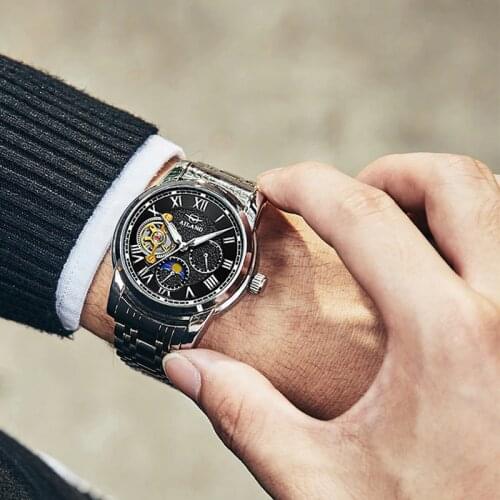 Switzerland 2019 new mens mechanical diesel watch tourbillon automatic steel waterproof luminous trend sports watch Moon phase