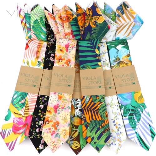 Fairy Tale Jungle Floral Bright Colorful Printed Necktie Pocket Square Set 6cm Cotton Tie Handkerchief Wedding Party Men Cravat