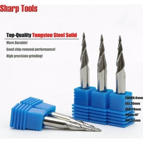 6x22x60mm 30 Degree Tungsten V Cutter End Mill 2 Flute Spiral Carbide Engraving Bit CNC 3D Wood Router Cutters Milling Tools Set