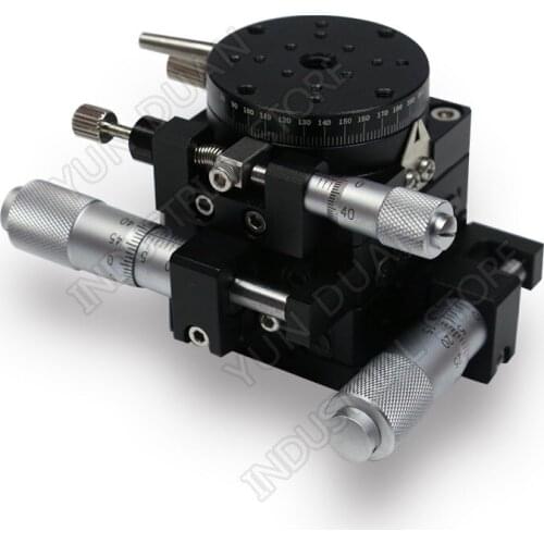 XYR 3 Axis 40MM 1.6" Manual Trimming Platform V-rail Heavy load Linear Stages and Angle Rotary Tuning sliding table LSP40-L 40