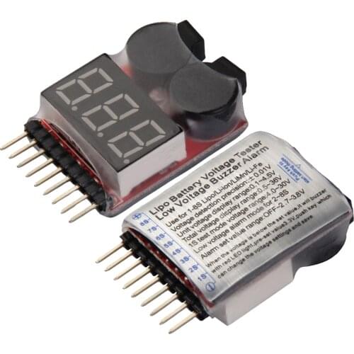 1pcs 1-8S LED Lipo Voltage Indicator Checker Tester Low Voltage Buzzer Alarm For RC Lipo LiFe Airplane Car Truck Boat Toys DIY