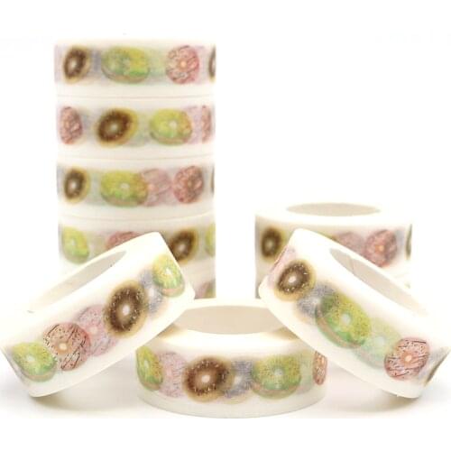 10m*15mm Creative Doughnut Washi Tape Decoration Roll Diy Decorative Sticky Paper Masking Tape Self Adhesive Tape Scrapbook Tape