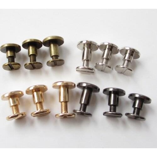10Set Leather Craft Solid Nail Bolt 5/6.5/8mm Photo Album Round Head Screws Strap Rivets Screw for Jewelry Clothes/Bag/Shoes