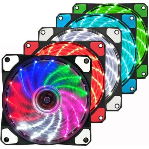 15 Lights Streamer 12025 Chassis Fan 12cm Power Supply Fan Heat Dissipation Fan Belt LED Lights RGB LED PWM Light
