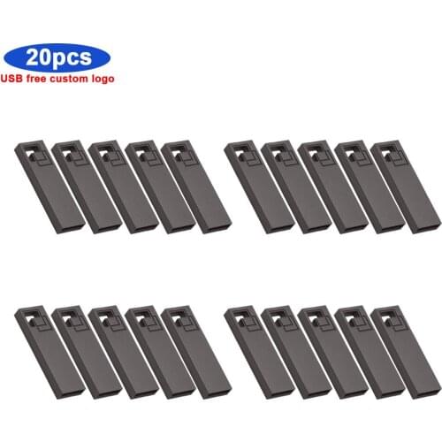 20pcs logo free metal USB 2.0 Flash Drive usb 128GB 4gb Metal Pen Drive 32GB Usb Stick 8GB 16GB 64GB Pendrive Flash Memory Stick