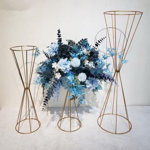 70CM/50CM Flower Vases Gold/ White Flower Stands Metal Road Lead Wedding Centerpiece Flowers Rack For Event Party Decoration