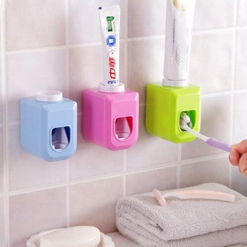 Adhensive Automatic Toothpaste Dispenser Toothbrush Holder bathroom Products toothbrush dispenser Bathroom Accessories Set