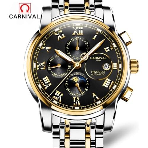 Luxury Brand Sport Watch 6 Hands Date Calendar Stainless Full Steel Luminous Mens Automatic Mechanical Watches Gift 2017 New