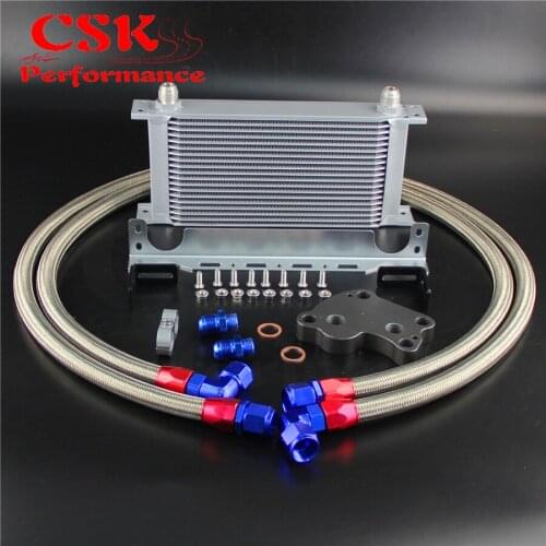 19 Row Oil Cooler w/ Bracket + Filter Adapter Hose Kit Fits For BMW Mini Cooper S R53