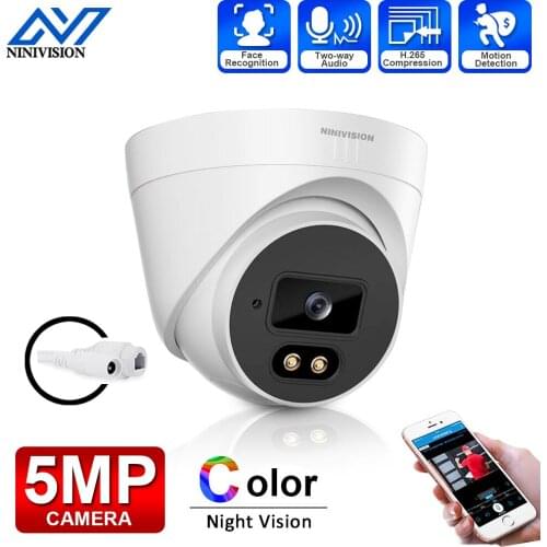 H.265 Dome POE Video Camera 5MP HD Color Night Vision Ip Night Full Color Two Way Audio CCTV Surveillance