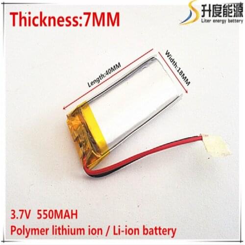 3.7V 550mAh 701840 Lithium Polymer Li-Po li ion Rechargeable Battery cells For Mp3 MP4 MP5 GPS mobile bluetooth