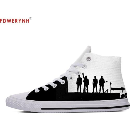 Mens Casual Shoes U2 Custom Images Or Logo Men High Top Canvas Shoes Lace-up Fashion Flat Shoes