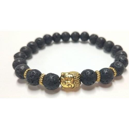 New Mens Beaded 8mm Lava Stone Beads Buddha Buddhist Bracelets For Women Religious Jewelry