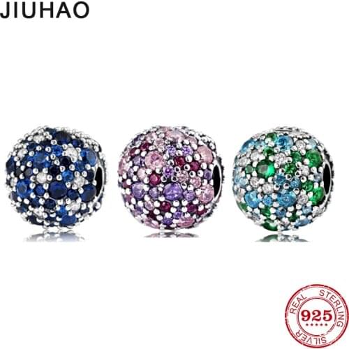 New 925 Sterling Silver Charm Colourful Round Beads Shape Clips Lock Bead Fit Original European Charms Bracelet Jewelry 2021