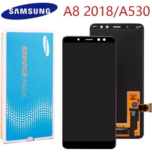 ORIGINAL AMOLED 5.6'' Display LCD for SAMSUNG Galaxy A8 2018 LCD A530 LCD Touch Digitizer Assembly Brightness adjusted
