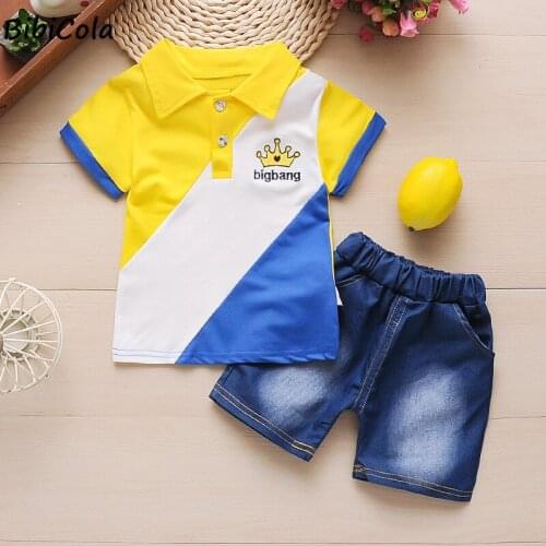 1-4 Years Infant Baby Boys Clothes Set Cartoon Lapel T-shirt Tops+shorts Summer Newborn Casual Outfits Gentleman Kids Clothing