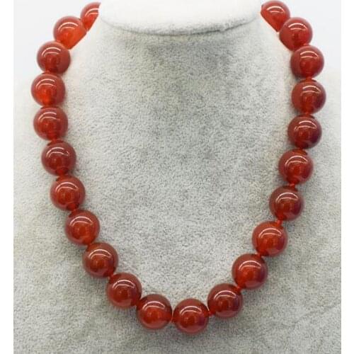Charming nature 16mm red round beads necklace 18" 36"