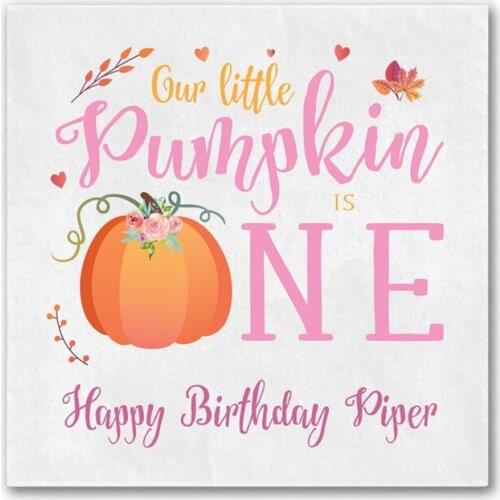 Personalized Napkins Pumpkin Birthday Napkins,birthday Decor, Custom Birthday Napkins, Color Napkins, Little Pumpkin Birthday