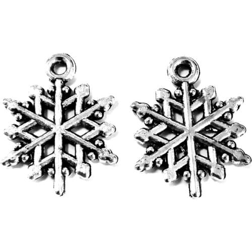 40pcs snowflake charms pendant 19x15mm antique silver ornament accessories jewelry making DIY base material