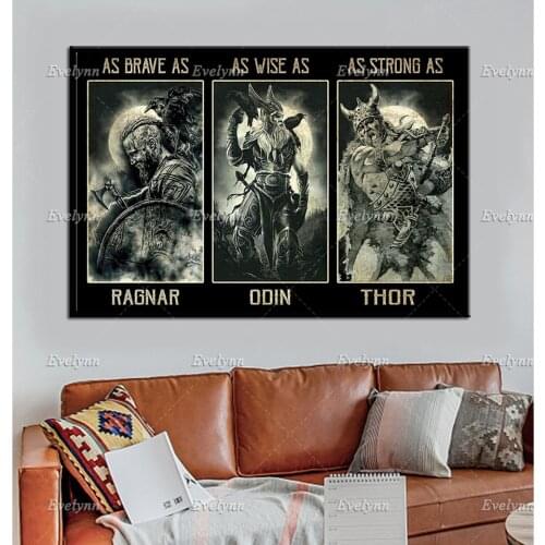 Viking Retro Poster, Viking Lover Canvas, As Brave As Ragnar Wall Art ,Viking Art Print, Home Decor Unique Gift