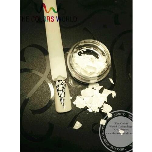 TCM1200 Solid white Colors Mylar Sheet Random Cut Size Flakes for nail decoration and other art DIY decora