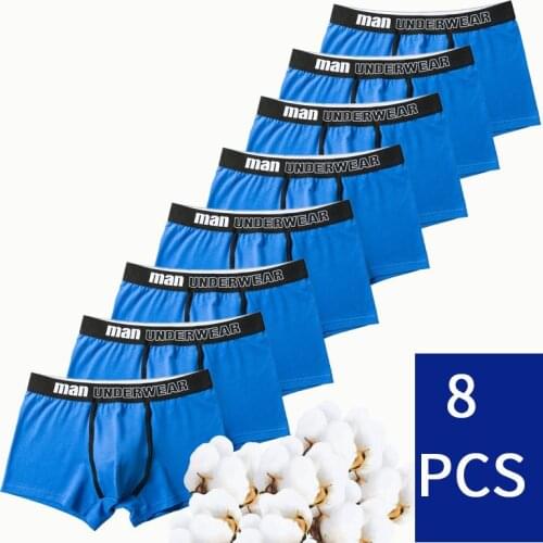 8Pcs European Code Mens Underwear Solid Breathable Male Boxer Fashion Sports Men Panties Shorts High Quality Man Underpants