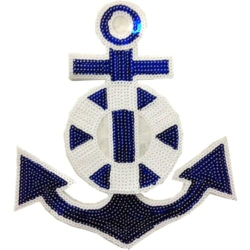 Iron on patches for clothing Women 25cm Anchor Sequined Sequins T-shirt Womens Fashion Tops Shirt Girl Patch Clothes