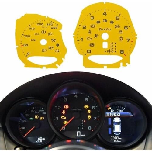Dash Speedo Face Plate Overlay For Porsche 981 982 (718) Boxster / Cayman / Macan Turbo Gauge Face 300KM/H 280KM/H Red