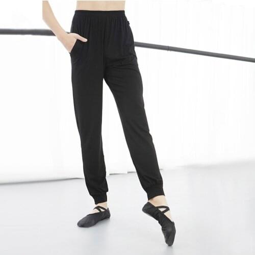 Adult Modern Dance Practice Pants Mens Solid Peg Topped Trousers Black Ballet Training Wear Modal/Cotton For Choice Plus Size