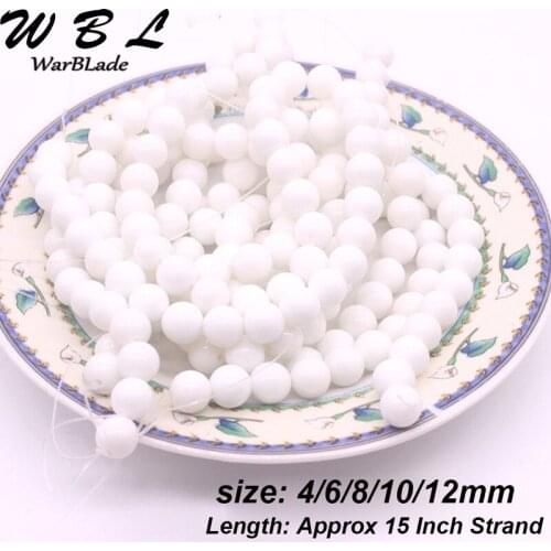 WarBLade Natural Ceramic White Stone Beads Round Microlite Loose Stone Beads For DIY Bracelet Jewelry Making 4 6 8 10 12mm