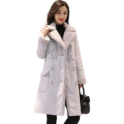 Women Winter Jacket New Deerskin Velvet Jacket Womens cotton Coat Ladies Mid-length Overcoat Fashion Thicken Women Parkas A258