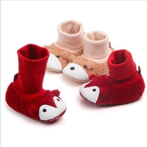 Lovely Cartoon Newborn Winter First Walkers Lovely Warm Baby Shoes Soft Sole Infants Boot Baby Crib Shoes