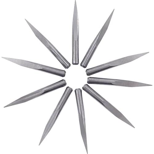 10Pcs 3 Edge Pyramid Engraving Bits 3.175mm Shank 3 Face Bit 10-90 Degrees Carbide End Mill Milling Cutter CNC Router Bit