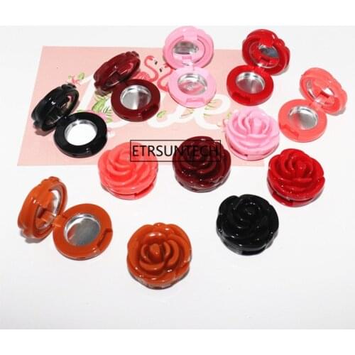 100pcs Flower Eyeshadow Powder Case, DIY Elegant Plastic Cosmetic Blusher Compact, Portable Lipstick Container F2185