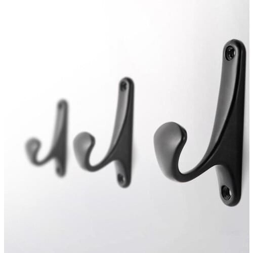 2pcs/set Heavy duty wall hook Zinc alloy display tools nordic black curtain wall Coat hook for overalls