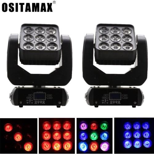 2pcs Matrix Mini LED Beam Moving Head Light RGBW 9X12W Disco DJ Lamp Rotation Luces Super Beam Moving Head Party Stage Lights