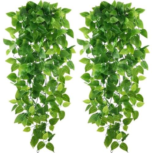 2-Pack Artificial Hanging Plants 3.6Ft Fake Ivy Plants Fake Hanging Plants Fake Leaves Greeny for Wedding Decoration