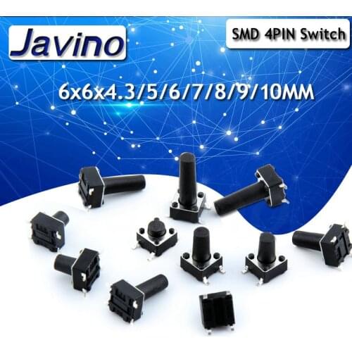 20PCS SMD 4PIN 6x6x4.3/5/6/7/8/9/10 mm Micro Tact Switch 0.5A 50V Push Button Switches 6x6x4.3mm 6x6x5mm 6x6x6mm 6x6x7mm 6x6x8mm