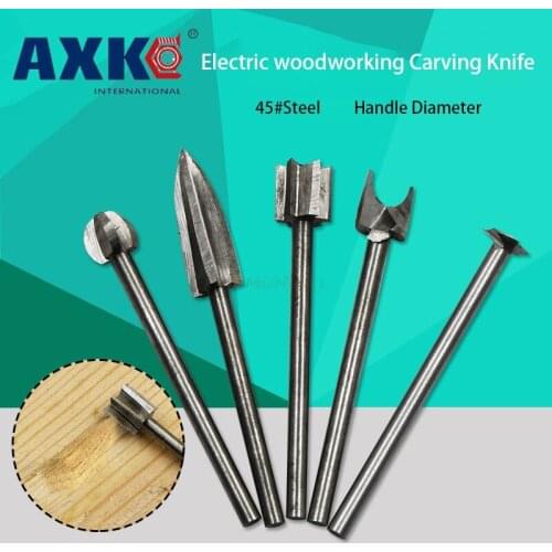5 PCS HSS New Wood Root Carving Grinding Head Amber Woodworking Chisel Cutter Electric Grinding Kinfe 3x8 mm/3x6 mm/3x4 mm