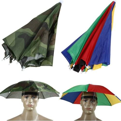 55cm Foldable Headwear Umbrella Fishing Hiking Hat Cap Camping Headwear Camping Fishing Golfing Hiking Umbrella Hat
