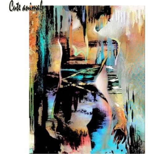 5D Diamond Painting Abstract Art Colorful Sexy Woman Cross Stitch Kit Diy Diamond Embroidery Mosaic Full Drill Square Decoration