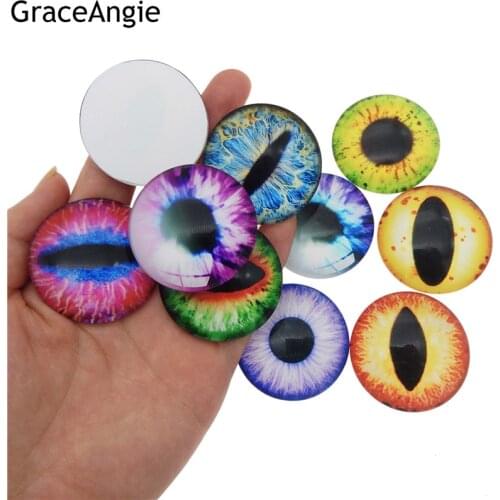 12pcs 35mm 40mm Glass Dragon Cat Eye Cameo Flatback Mix Color Pattern Animal Eye for Doll Making Craft Kid Jewelry DIY Accessory