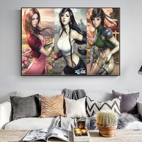 New 5D Diy Diamond Painting Cartoon Final Fantasy Tifa Lockhart Poster Full Square Round Diamond Embroidery Rhinestones Wall Art